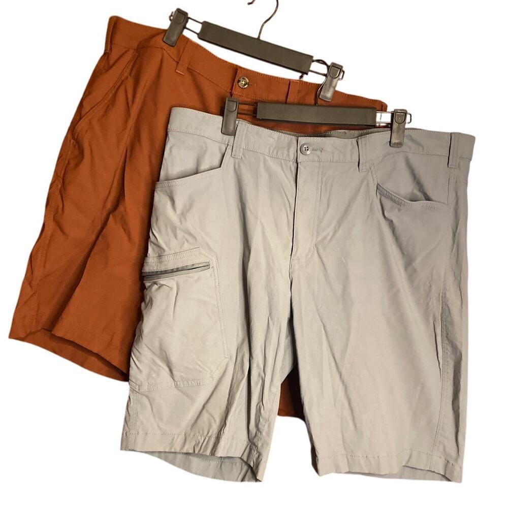 2 Pairs of Eddie Bauer Men's Outdoor Camp Shorts Rust Terracotta Gray 38